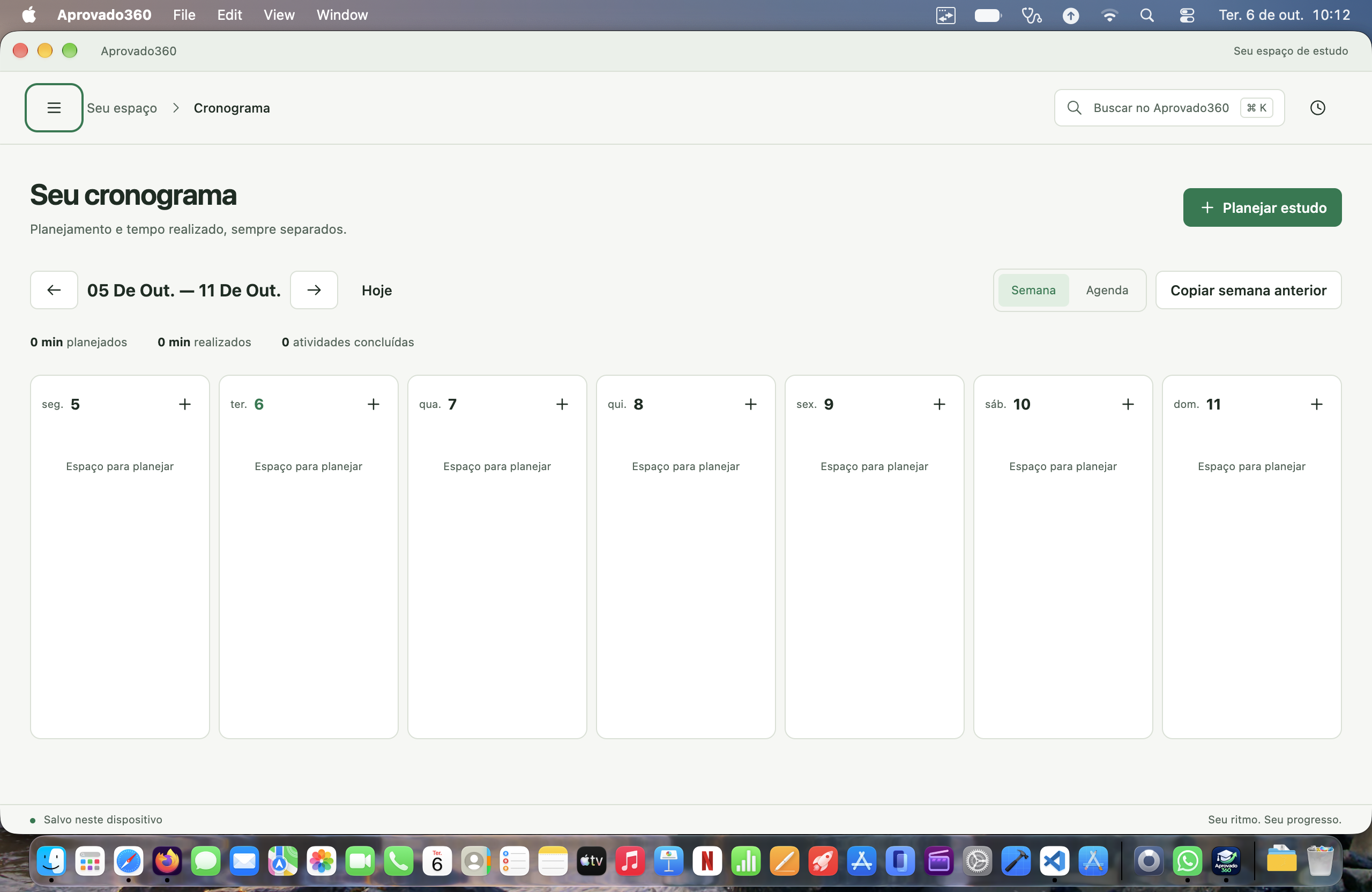 Aprovado360 — Cronograma semanal