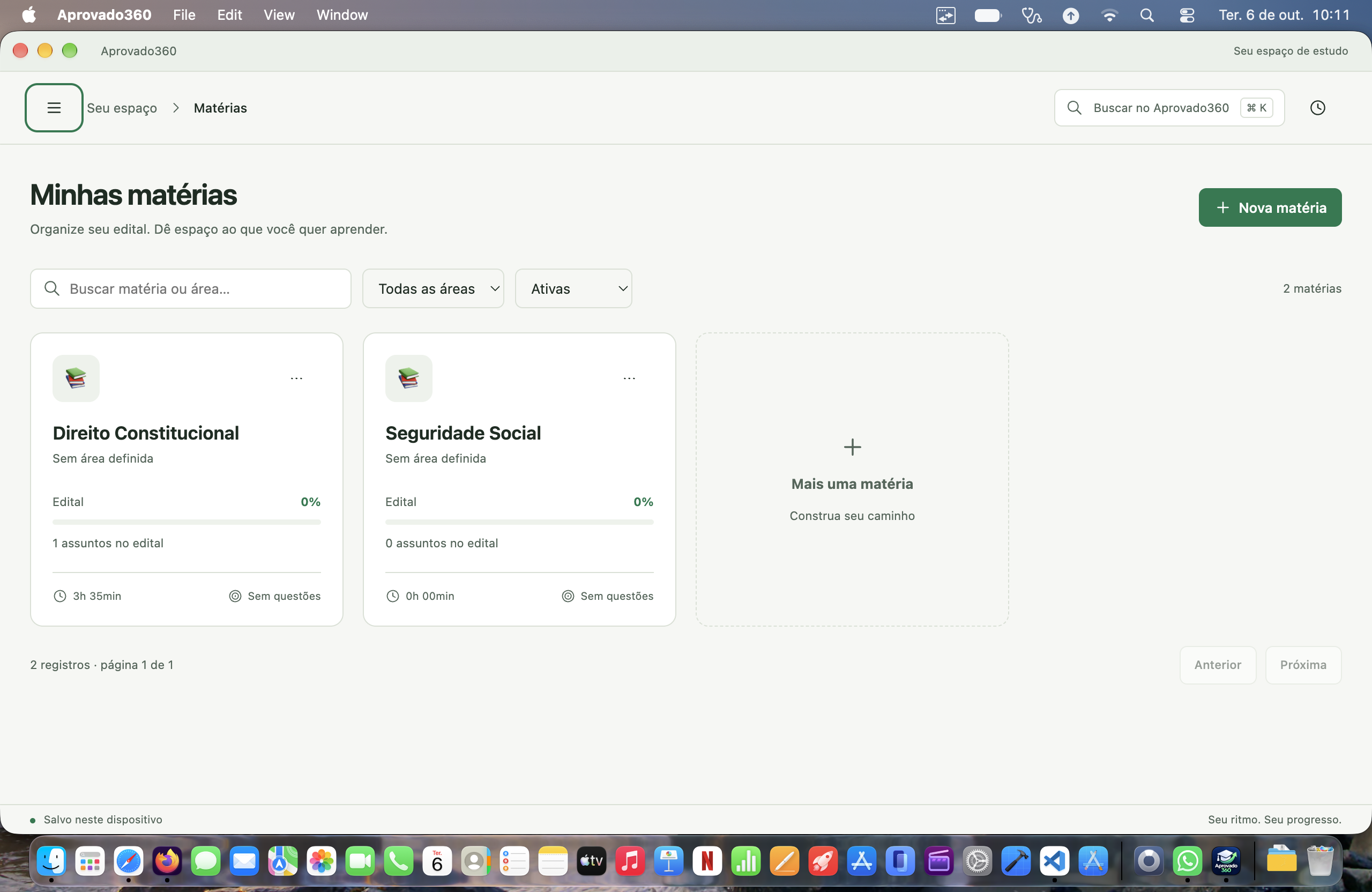 Aprovado360 — Matérias e edital