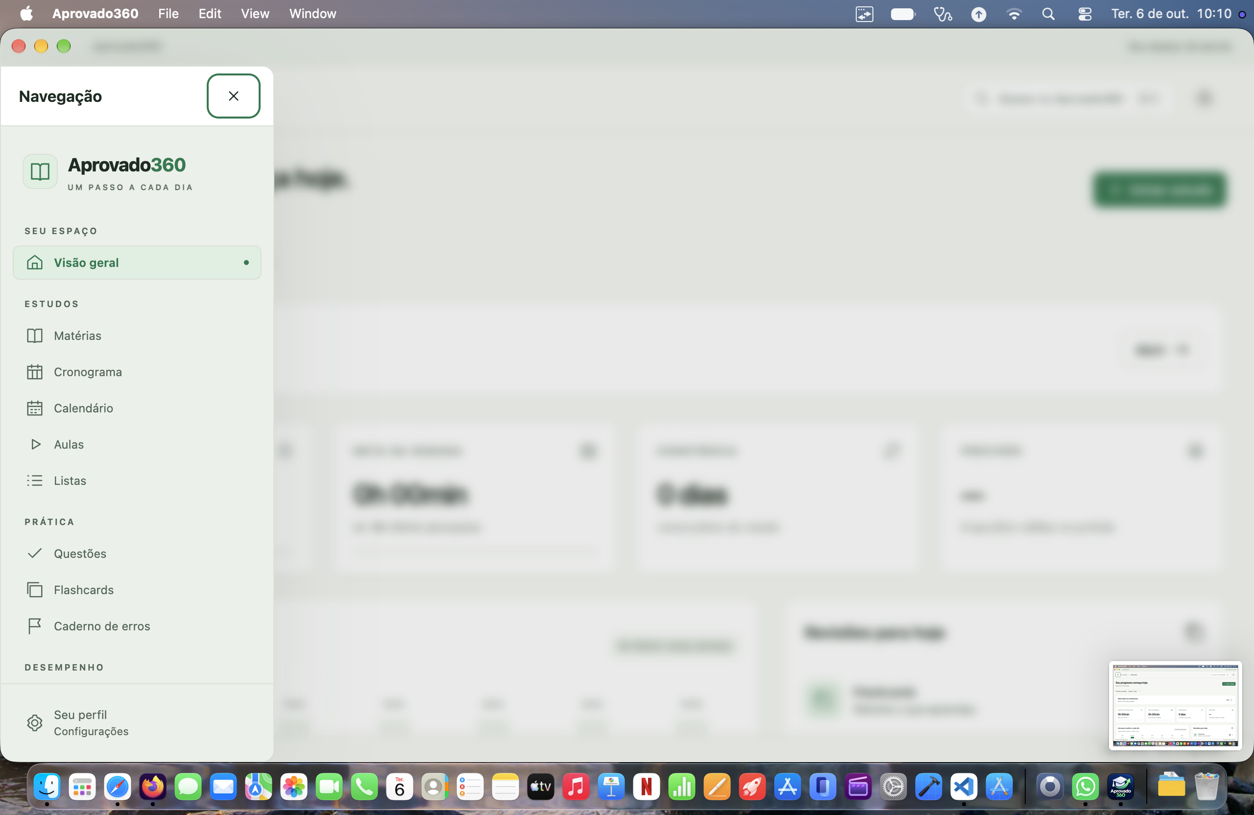 Aprovado360 — Navegação no desktop