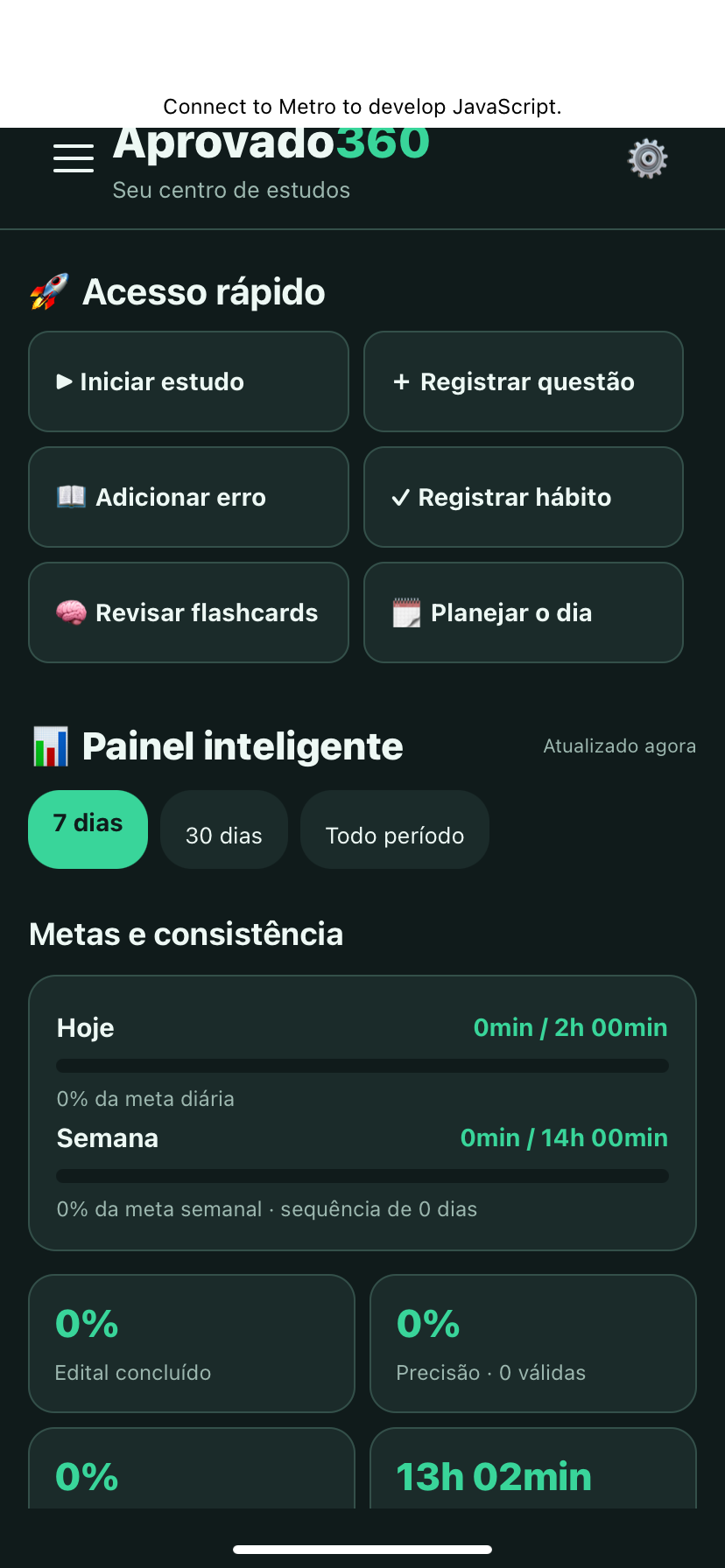 Aprovado360 — Dashboard mobile