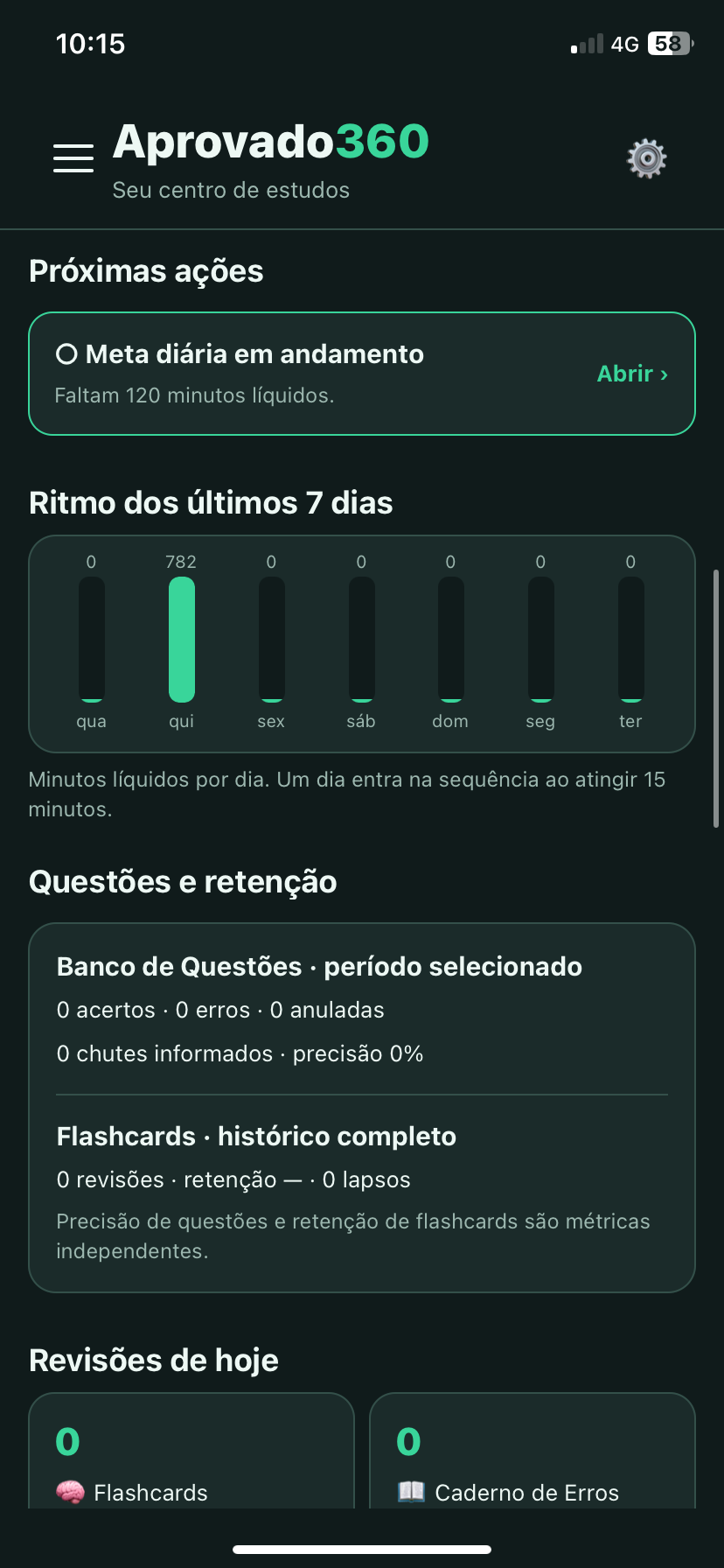 Aprovado360 — Desempenho e revisões