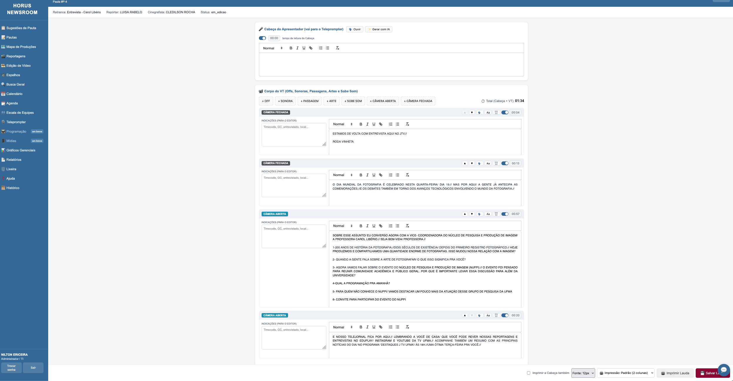 HORUS Newsroom — tela 04